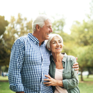 mature couple smiling together